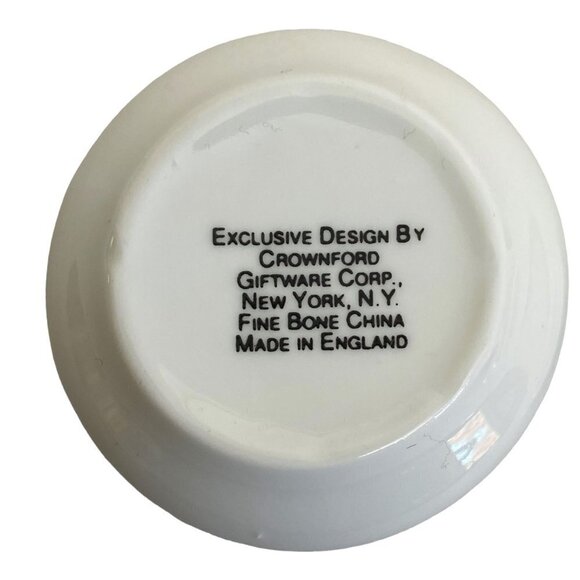 Cottage Floral Box Vintage Crownford Bone China USA 2 1/2" dia Cabbage Rose - Picture 5 of 10